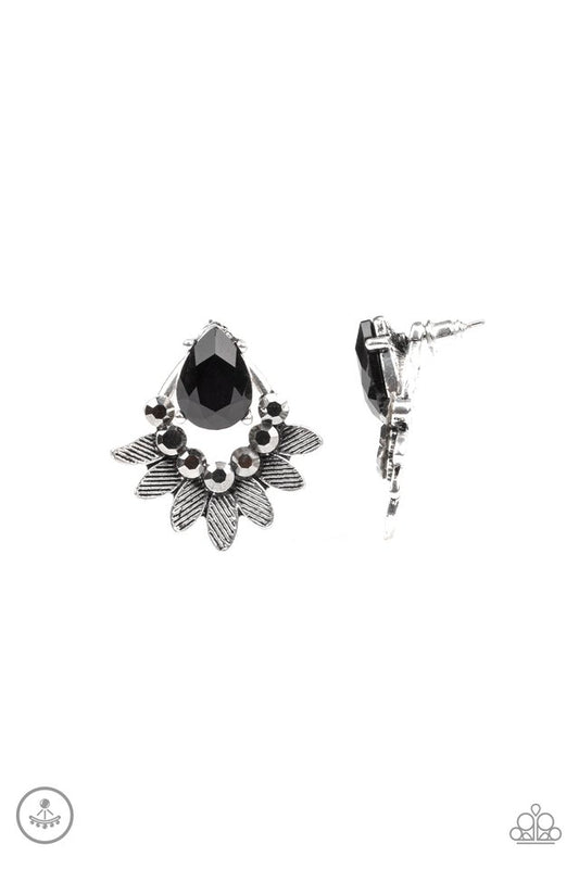 Crystal Canopy - Black - Paparazzi Earring Image