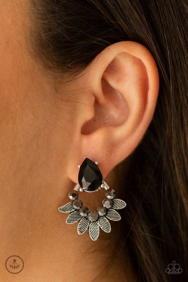 Crystal Canopy - Black - Paparazzi Earring Image