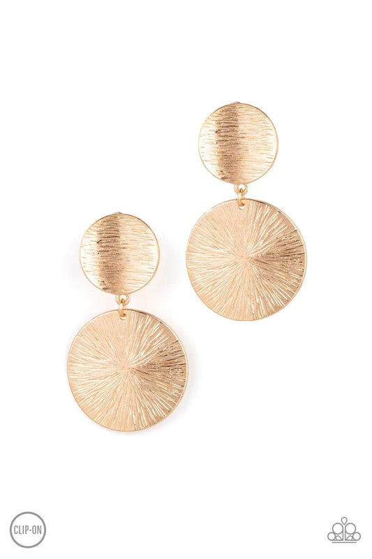Paparazzi Earring ~ BRIGHT On Cue - Gold