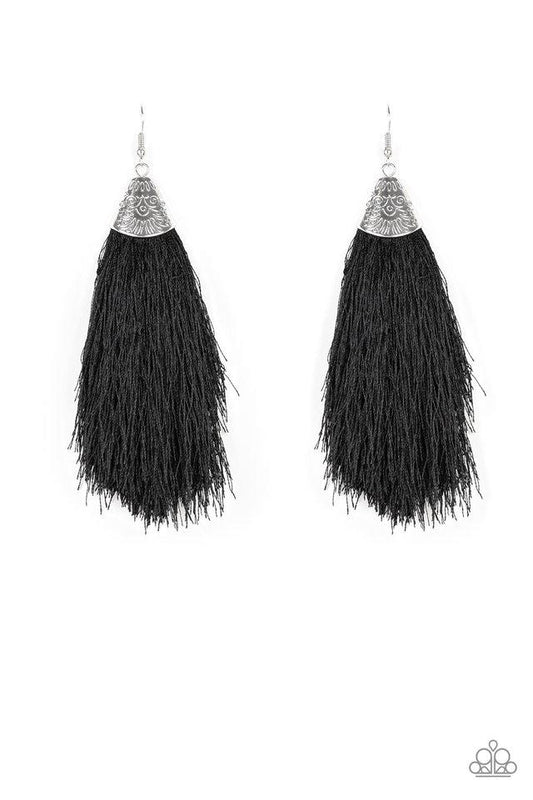 Paparazzi Earring ~ Tassel Temptress - Black