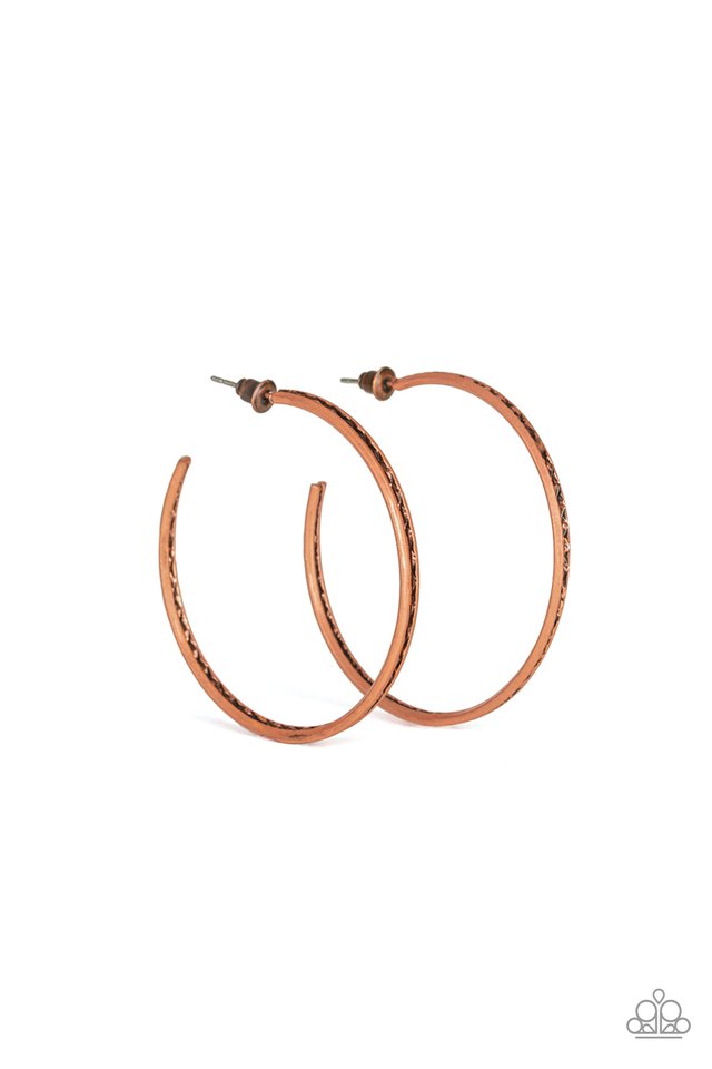 Texture Tempo - Copper - Paparazzi Earring Image