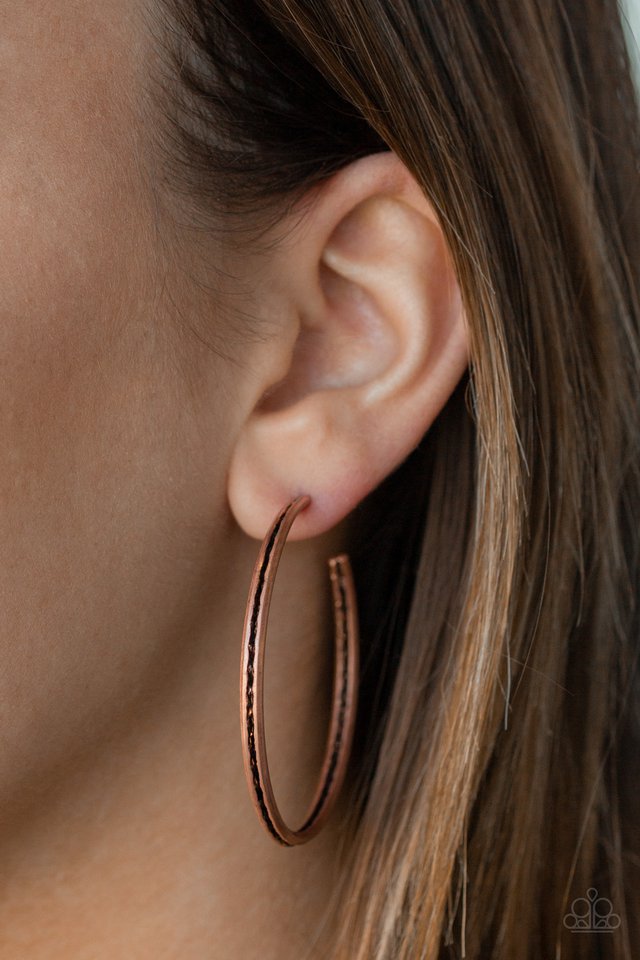 Texture Tempo - Copper - Paparazzi Earring Image