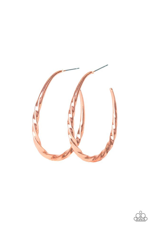 Twisted Edge - Copper - Paparazzi Earring Image