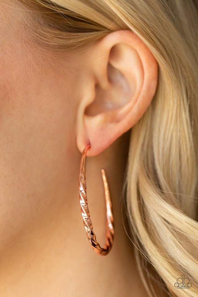 Twisted Edge - Copper - Paparazzi Earring Image