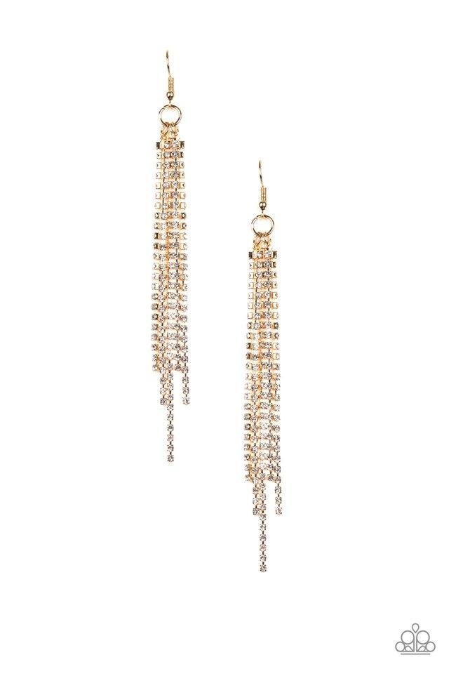 Paparazzi Earring ~ Center Stage Status - Gold
