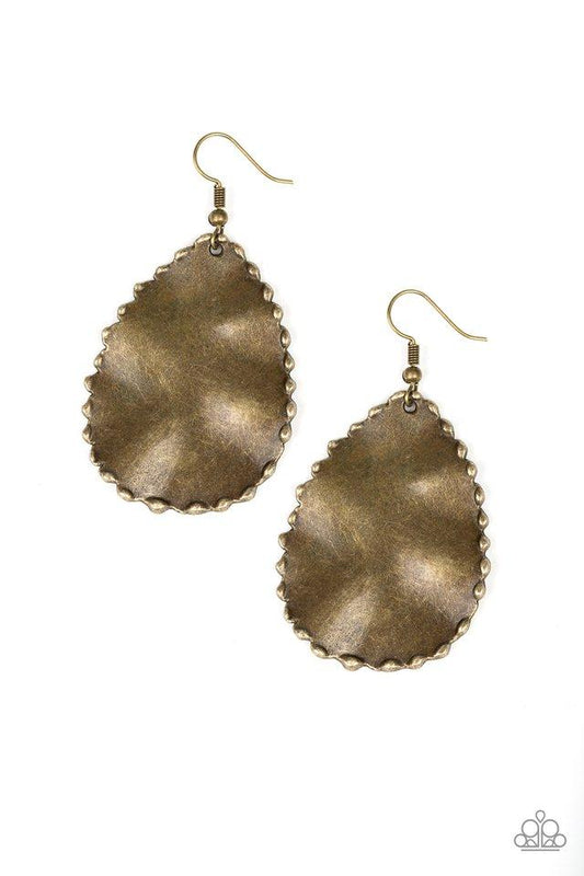 Paparazzi Earring ~ Trail Ware - Brass