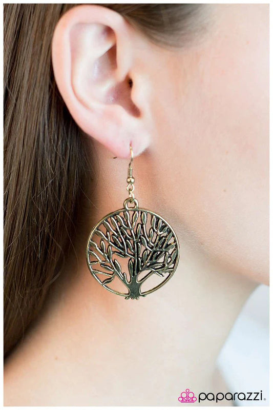 Paparazzi Earring ~ Make Like a Tree - Brass