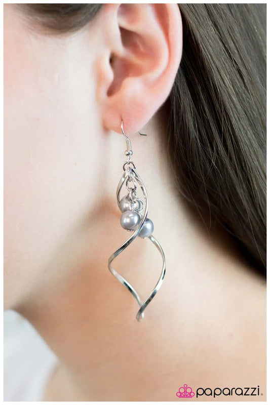 Paparazzi Earring ~ Suspended In Time - Silver