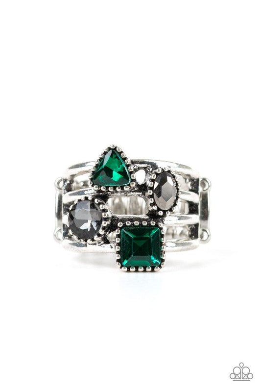 Anillo Paparazzi ~ Geo Jazz - Verde