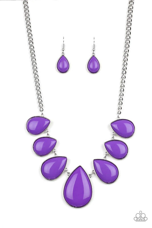 Paparazzi Necklace ~ Drop Zone - Purple