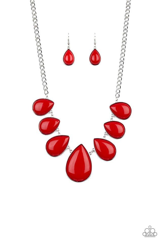 Paparazzi Necklace ~ Drop Zone - Red