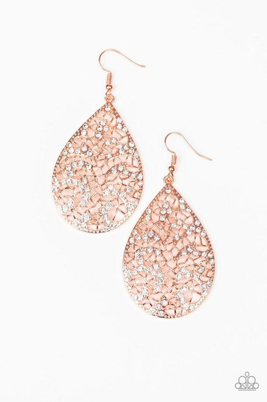 Paparazzi Earring ~ Hustle and Bustle - Copper