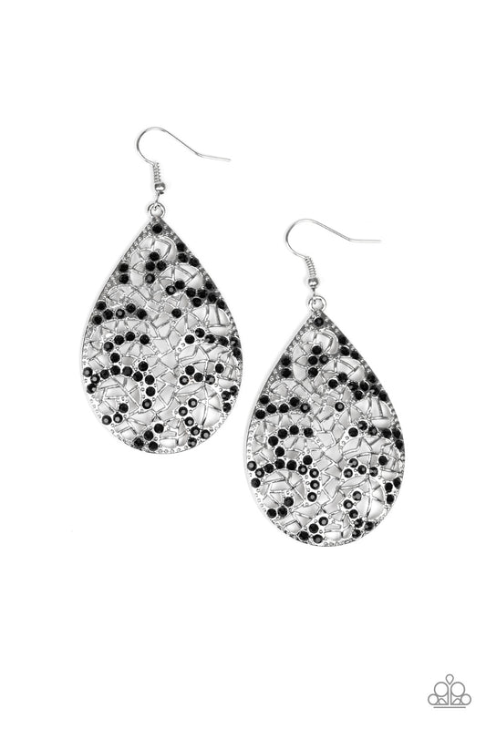 Paparazzi Earring ~ Hustle and Bustle - Black