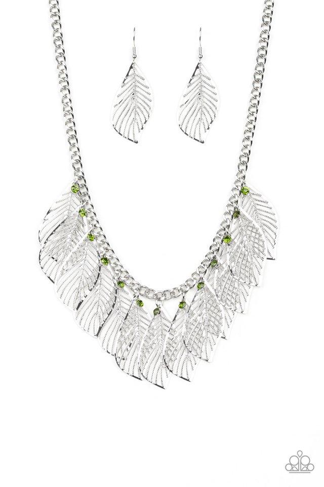Paparazzi Necklace ~ Feathery Foliage - Green