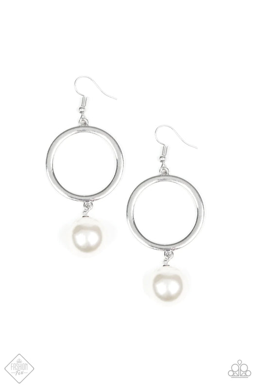 Paparazzi Earring ~ Grand Central Chic  - White