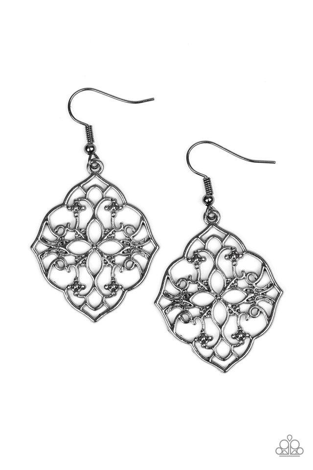 Paparazzi Earring ~ Garden Mandala - Black