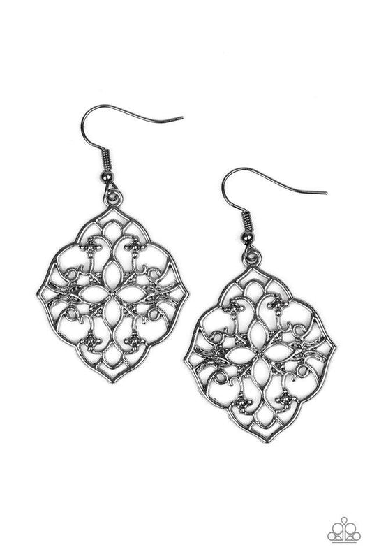 Paparazzi Earring ~ Garden Mandala - Black