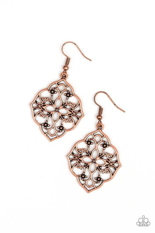 Paparazzi Earring ~ Garden Mandala - Copper