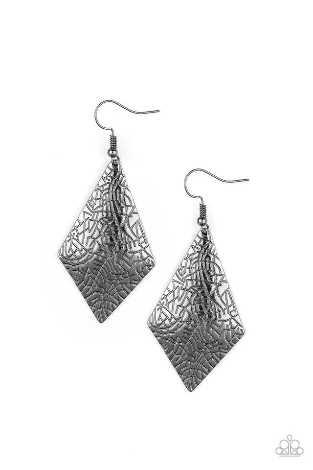 Paparazzi Earring ~ Texture Retreat - Black