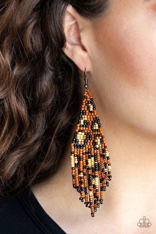 Paparazzi Earring ~ Bodacious Bombshell - Brown