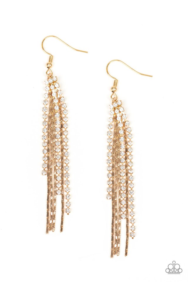 Red Carpet Bombshell - Gold - Paparazzi Earring Image