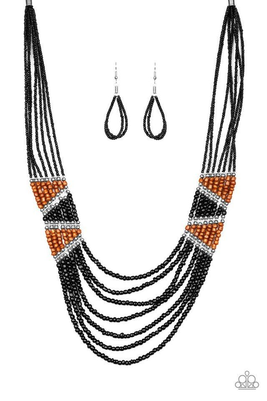 Paparazzi Necklace ~ Kickin It Outback - Black