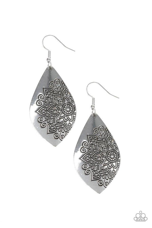 Paparazzi Earring ~ Flowering Mandalas - Silver