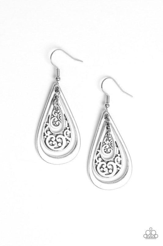 Paparazzi Earring ~ Teardrop Tourist - Silver