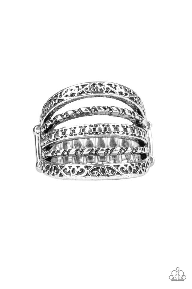 Anillo Paparazzi ~ Textile Bliss - Plata