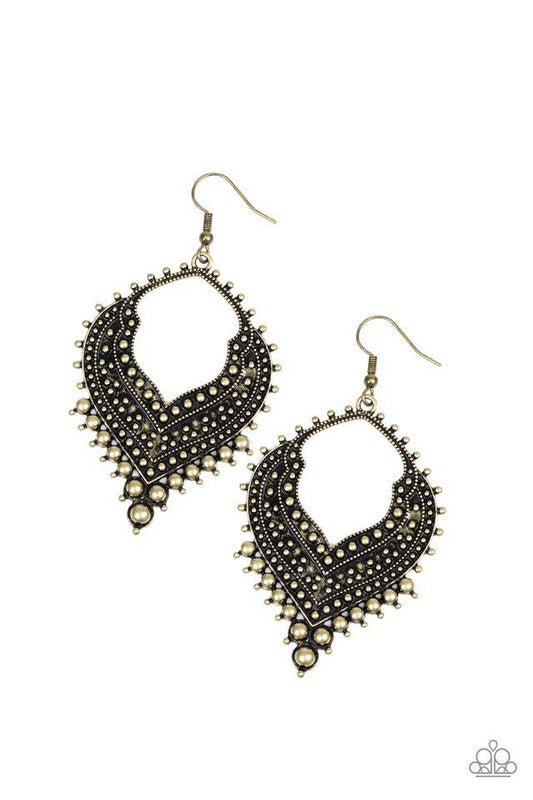 Paparazzi Earring ~ Sweep It Under The RUGGED - Brass