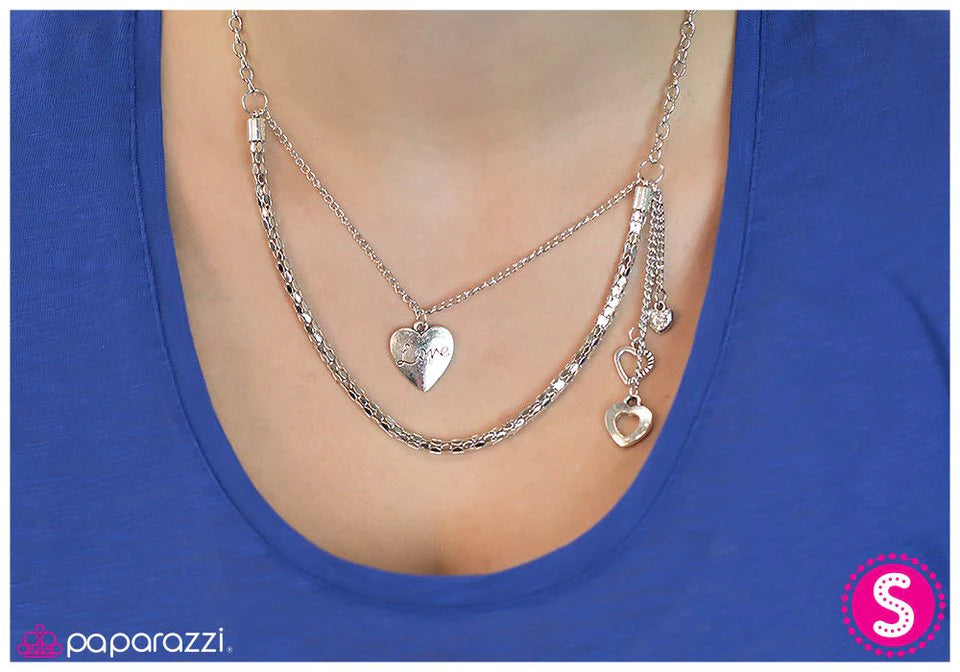 Paparazzi Necklace ~ Love To Love You, Baby - Silver