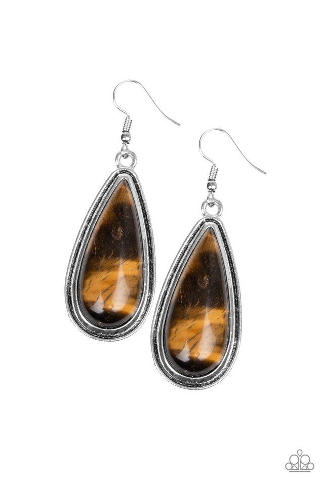 Paparazzi Earrings ~ Oasis Sheen - Brown