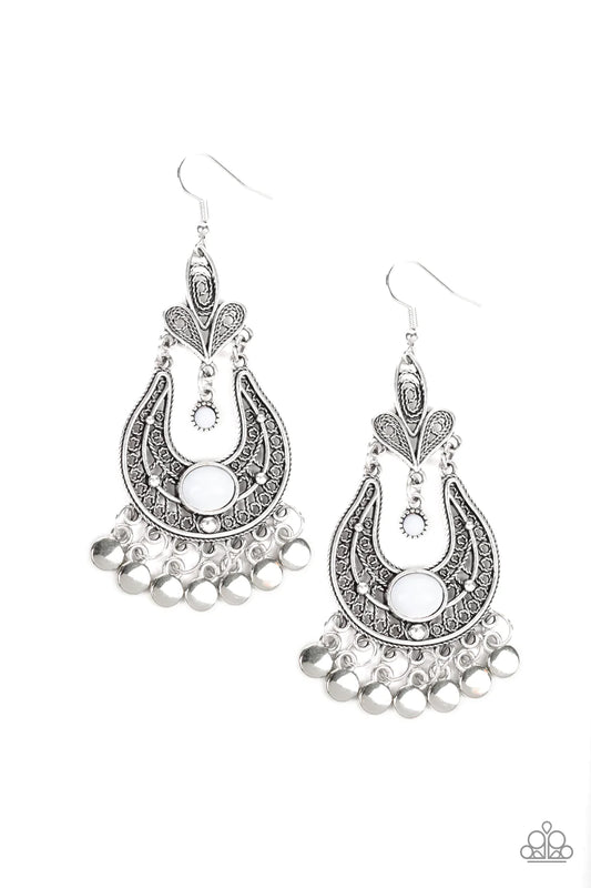 Paparazzi Earring ~ Fiesta Flair - White