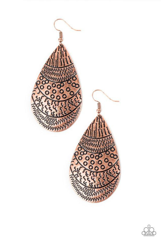 Paparazzi Earring ~ Safari Splash - Copper