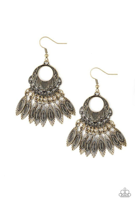 Paparazzi Earring ~ Country Chimes - Brass