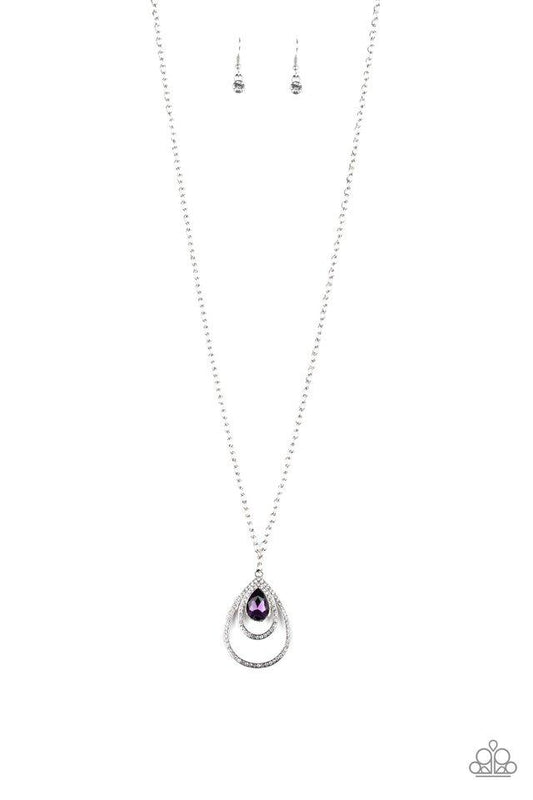 Paparazzi Necklace ~ Teardrop Drama - Purple