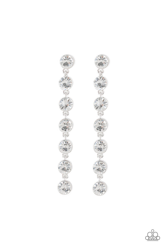 Paparazzi Earring ~ Dazzling Debonair - White