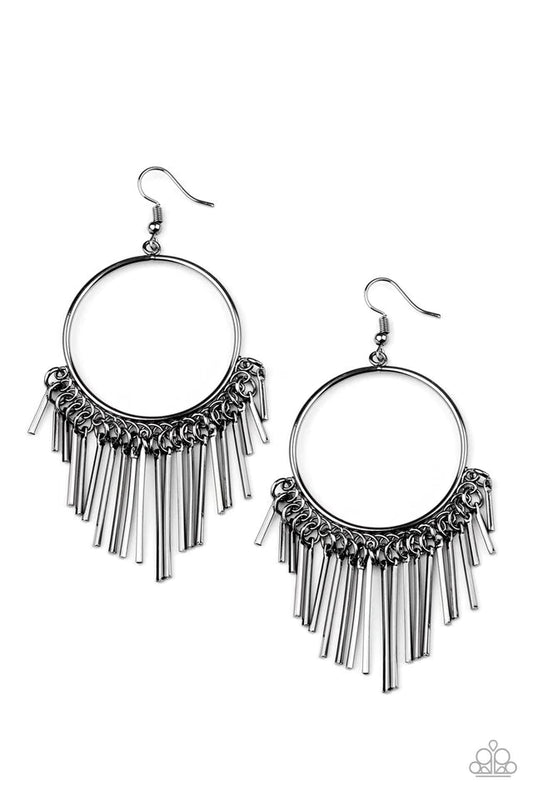 Paparazzi Earring ~ SOL Food - Black