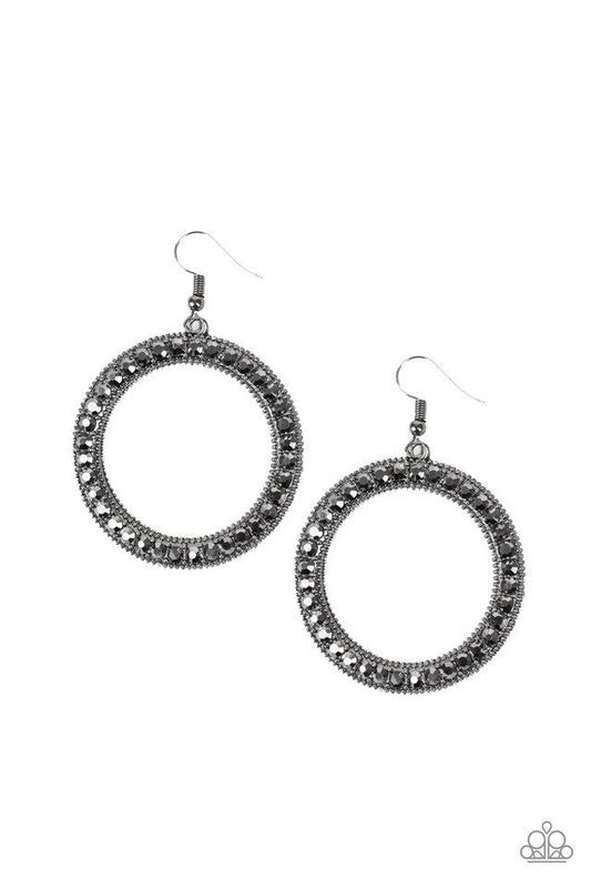 Paparazzi Earring ~ Haute Halo - Black