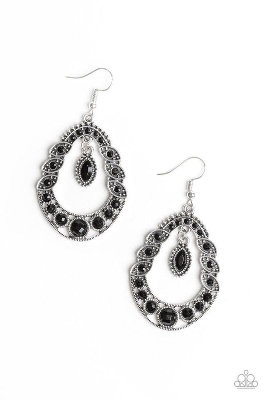 Paparazzi Earring ~ Malibu Mardi Gras - Black