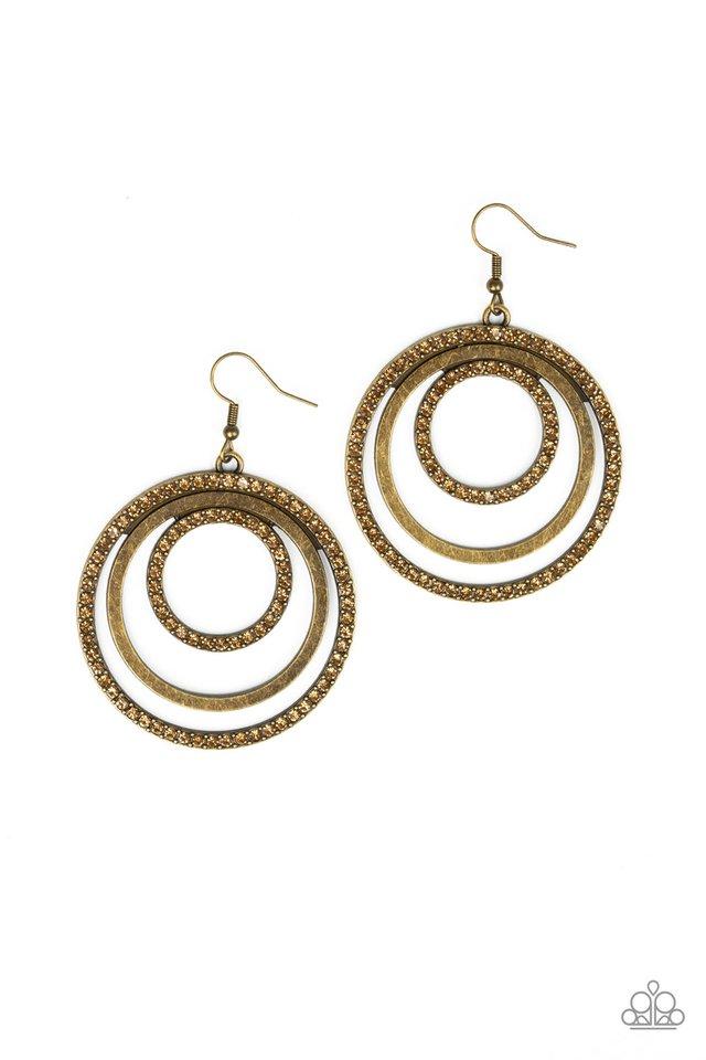 Paparazzi Earring ~ Rippling Refinement - Brass