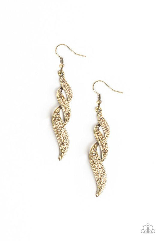 Paparazzi Earring ~ On Fire - Brass