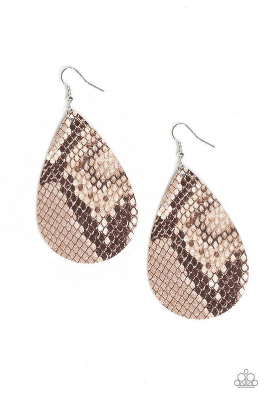 Paparazzi Earring ~ Hiss, Hiss - Brown