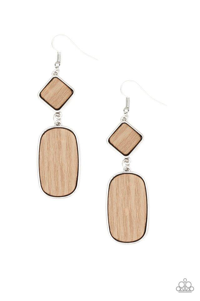 Paparazzi Earrings ~ You WOOD Be So Lucky - Brown