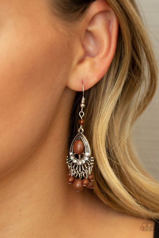 Floating On HEIR - Brown - Paparazzi Earring Image