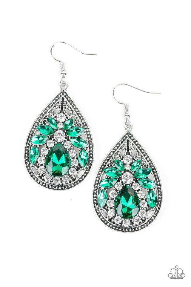 Paparazzi Earring ~ Candlelight Sparkle - Green