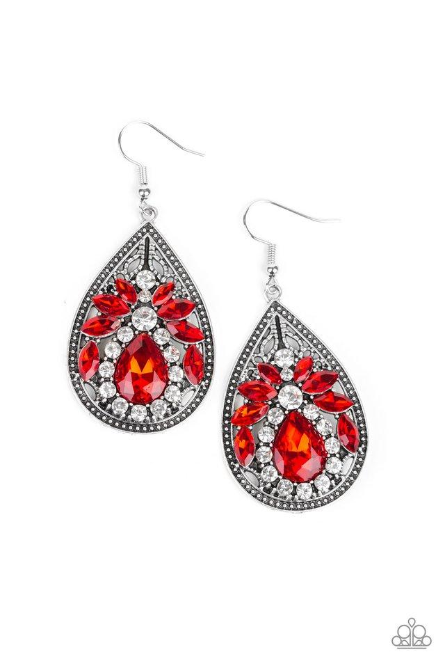 Paparazzi Earring ~ Candlelight Sparkle - Red