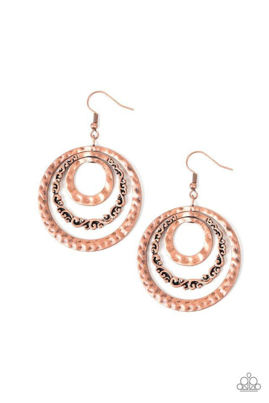 Paparazzi Earring ~ Out Of Control Shimmer - Copper