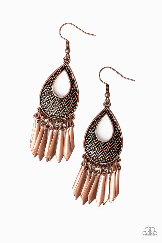 Paparazzi Earring ~ Metallic Funk - Copper