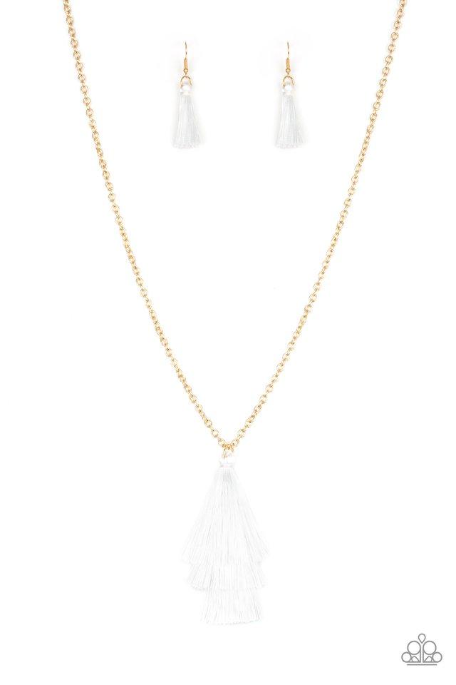 Collar Paparazzi ~ Triple The Tassel - Blanco